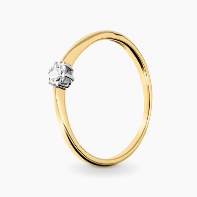 Pierścionek z żółtego i białego złota 585 z brylantem...