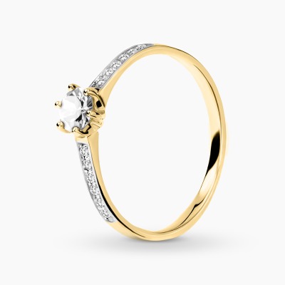 Pierścionek zaręczynowy Ravenna żółte i białe złoto 585 z...