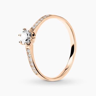 Pierścionek zaręczynowy Ravenna różowe złoto 585 z...