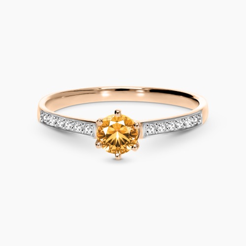 Pierścionek zaręczynowy Ravenna różowe i białe złoto 585 z brylantami 0,10 ct i cytrynem 0,45 ct