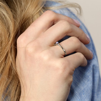 Pierścionek zaręczynowy Siena białe złoto 585 z... 2