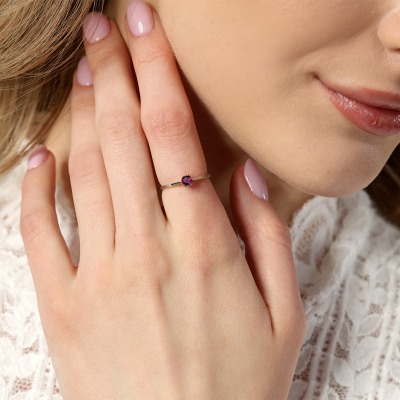 Pierścionek zaręczynowy Siena białe złoto 585 z różowym... 2