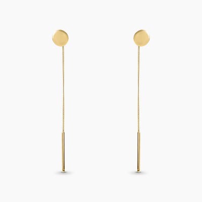 Kolczyki przeciągane z żółtego złota 585 blaszki