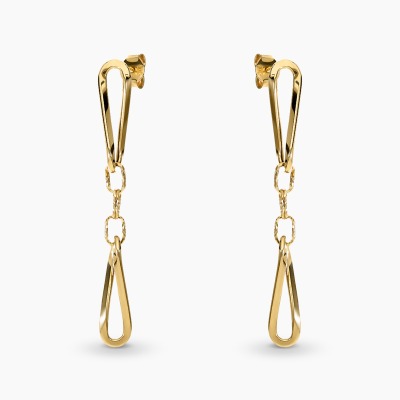 Kolczyki wiszące żółte złoto 585 z podłużną zawieszką