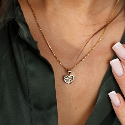 Zawieszka z żółtego złota 585 diamentowane serce 0,55 g 2