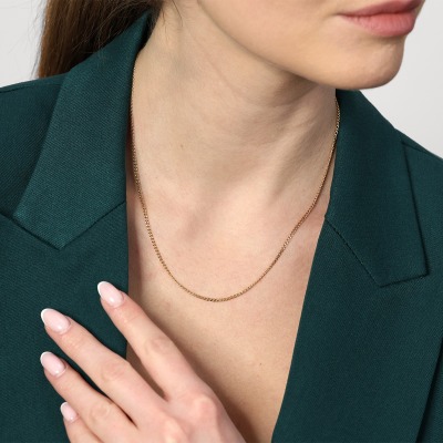 Łańcuszek drobna pancerka z żółtego złota 585 dł. 45 cm 2