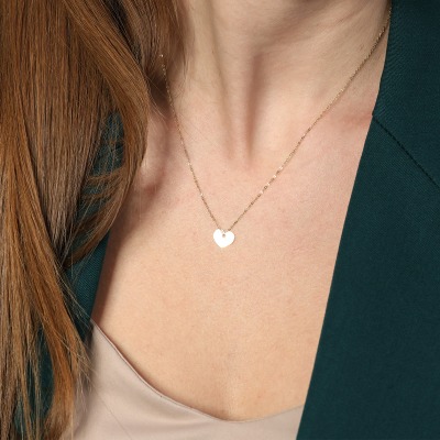 Naszyjnik celebrytka żółte złoto 585 z błyszczącym sercem... 2