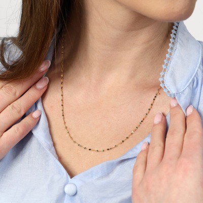 Łańcuszek z żółtego złota 585 o fantazyjnym splocie dł.... 2