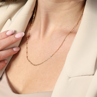 Łańcuszek z żółtego złota 585 o fantazyjnym splocie dł.... 2