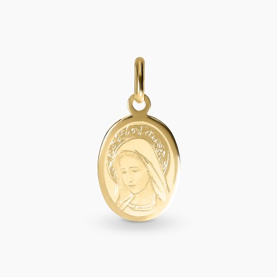Zawieszka medalik owalny z żółtego złota 585 Matka Boska...