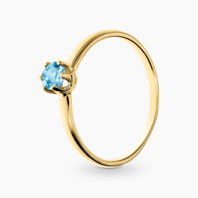 Pierścionek z żółtego złota 585 z topazem 0,29 ct