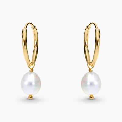 Kolczyki Flower Garden koła srebrne pozłacane z perłą