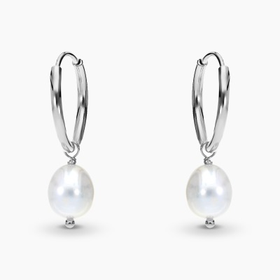 Kolczyki Flower Garden koła srebrne platynowane z perłą