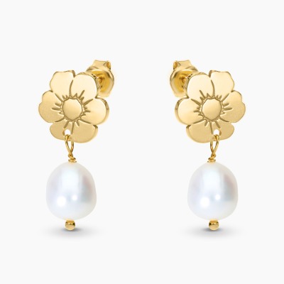 Kolczyki Flower Garden srebrne pozłacane sztyfty kwiaty z...