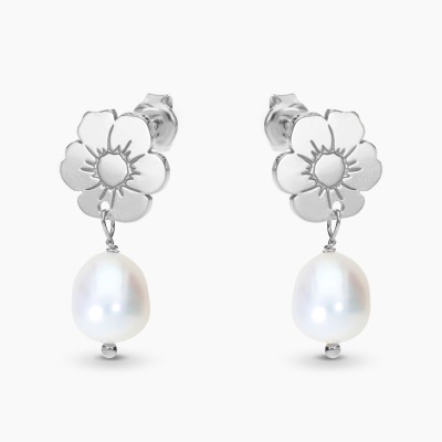 Kolczyki Flower Garden srebrne platynowane sztyfty kwiaty...