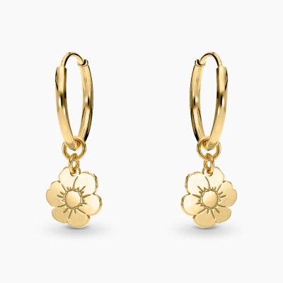 Kolczyki Flower Garden koła srebrne pozłacane z kwiatami