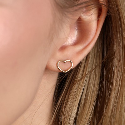 Kolczyki z żółtego złota 585 obrys serca 1,02 g 2