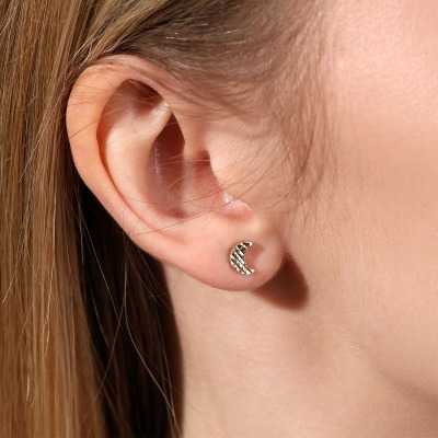 Kolczyki z żółtego złota 585 księżyce 1,04 g 2