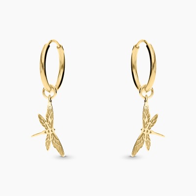 Kolczyki Flower Garden koła srebrne pozłacane z ważką