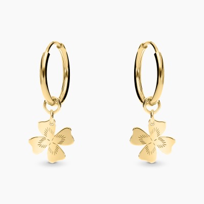 Kolczyki Flower Garden koła srebrne pozłacane z koniczyną