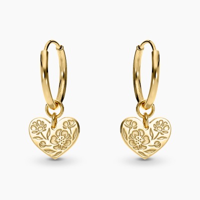 Kolczyki Flower Garden koła srebrne pozłacane z sercami