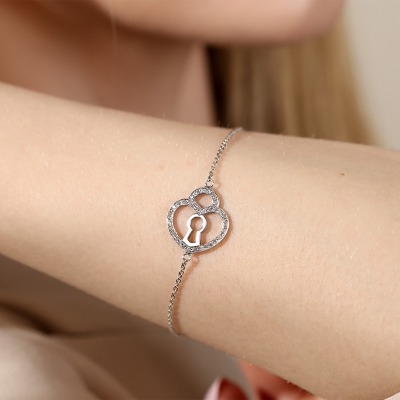 Bransoleta białe złoto 585 z cyrkoniami dł. 18-19 cm 2