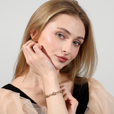 Bransoletka z żółtego i białego złota 585 fantazyjny... 2