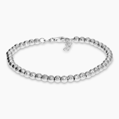 Bransoletka z białego złota 585 kuleczki dł. 17-19 cm