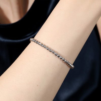 Bransoletka z białego złota 585 kuleczki dł. 17-19 cm 2