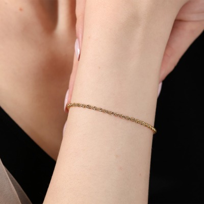 Bransoletka z żółtego złota 585 o splocie korda dł. 16,5 cm 2