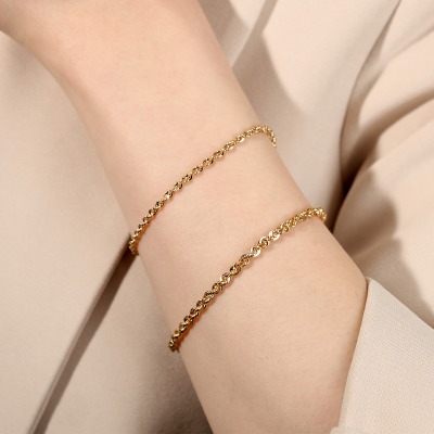 Bransoletka z żółtego złota 585 o fantazyjnymi splocie... 2