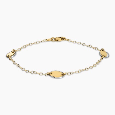 Bransoletka celebrytka z żółtego białego złota 585 owalne...