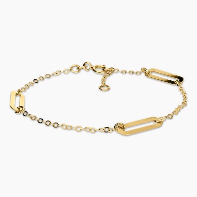 Bransoletka celebrytka z żółtego złota 585 z blaszkami...