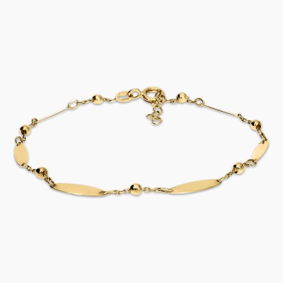 Bransoletka celebrytka z żółtego złota 585 owalne blaszki...