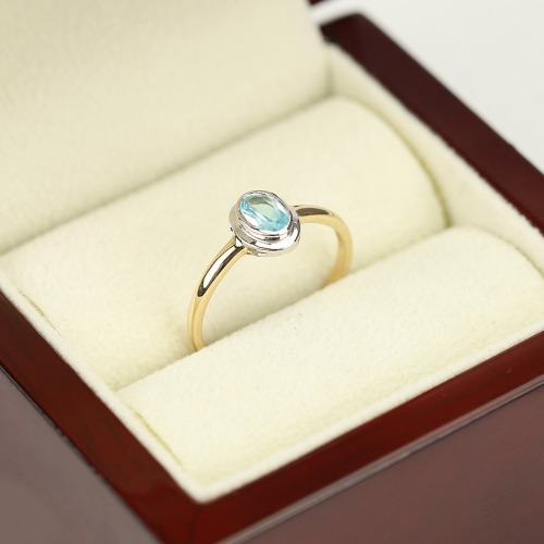 Pierścionek zaręczynowy Portofino dwukolorowe złoto 585 z topazem 0,52 ct 1,47 g