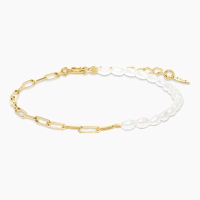 Bransoletka Flower Garden srebrna pozłacana splot ankier...