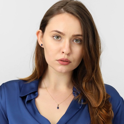 Kolczyki z żółtego złota 585 z naturalnymi szafirami 1,11 ct