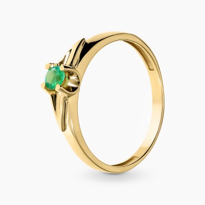 Pierścionek z żółtego złota 585 ze szmaragdem 0,14 ct,...