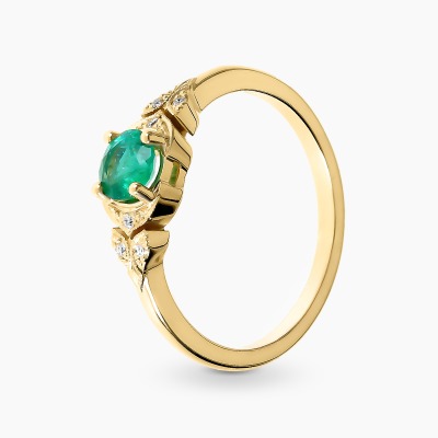 Pierścionek z żółtego złota 585 z brylantami 0,03 ct i...