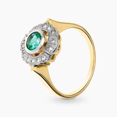 Pierścionek dwukolorowe złoto 585 z brylantami 0,15 ct i...