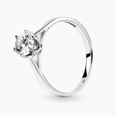 Pierścionek z białego złota 585 z brylantem 0,70 ct...