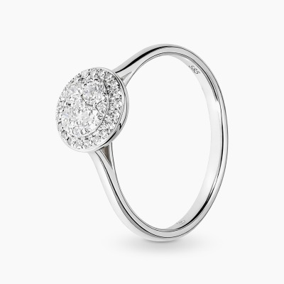 Pierścionek z białego złota 585 z diamentami 0,32 ct Si/H