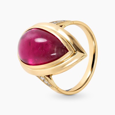 Pierścionek żółte złoto 585 z brylantami 0,09 ct i...