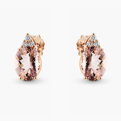 Kolczyki z różowego złota 750 z brylantami 0,16 ct i...
