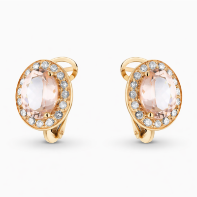 Kolczyki z różowego złota 750 z morganitem 2,42 ct i...