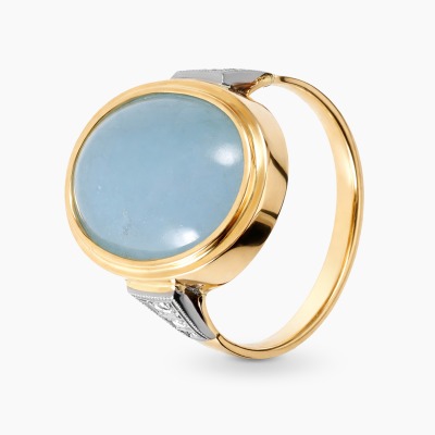Pierścionek żółte złoto 585 z brylantami 0,08 ct i...