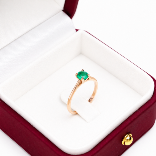 Pierścionek zaręczynowy Sorrento różowe złoto 585 ze szmaragdem 0,45 ct