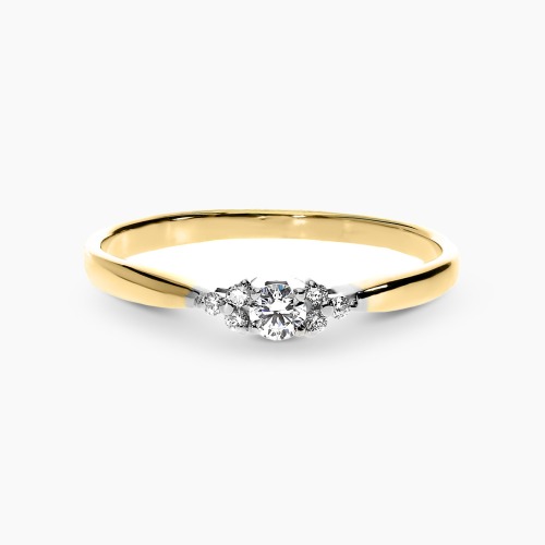 Pierścionek klasyczny z żółtego i białego złota 585 z brylantami 0,12 ct