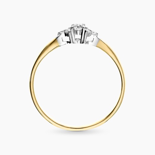 Pierścionek klasyczny z żółtego i białego złota 585 z brylantami 0,12 ct