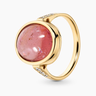Pierścionek z żółtego złota 585 z brylantami 0,11 ct i...